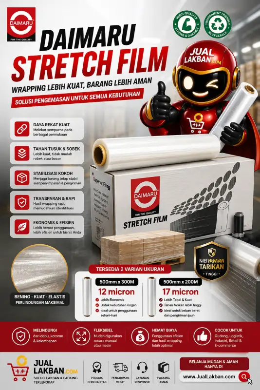 Stretch Film Daimaru 500mm untuk Wrapping Pallet & Packaging